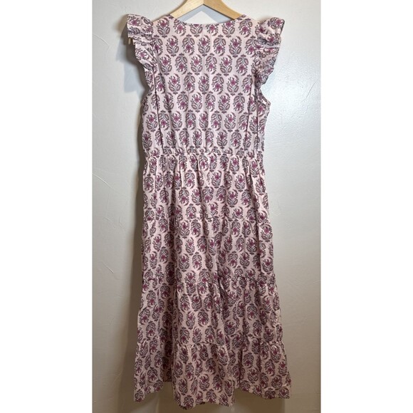 J. Crew Factory Ruffle Sleeve Midi Dress Pink Floral Women's Size 6 Style BY539 - Picture 8 of 16